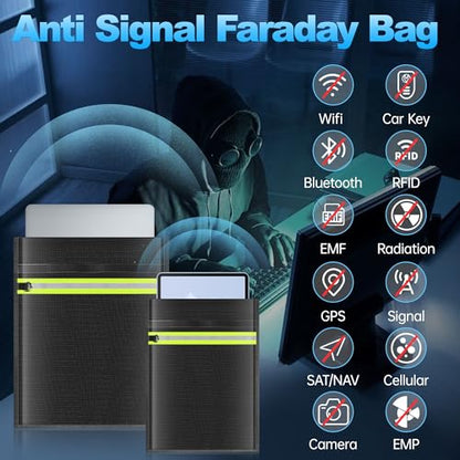 5 Pack Faraday Bags EMP Proof,Faraday Bags for Laptops Tablets Phones Car Keys,Faraday Cage with Handle&Reflective Strip,EMP bags Faraday Pouch for Electronics Fireproof Waterproof - size: 5 Pack XS-XL(Up to Laptop)