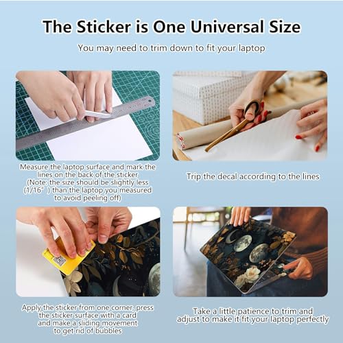 Universal Laptop Skin Sticker with 2 Wrist Pad Skins, Waterproof Scratch Resistant Vinyl Laptop Cover Decal, Cut to Fit for 11–15.6 Inch MacBook HP Dell Lenovo, Autumn Moon - color: Autumn Moon