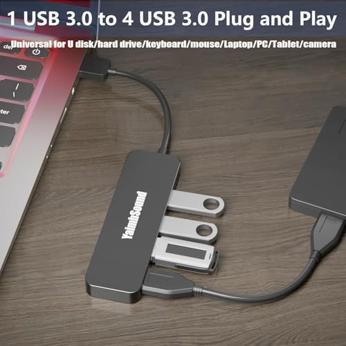 USB Splitter for Laptop, YaimhSound 4-Port USB Hub 3.0, Multiple USB Expander Adapter for Keyboard,Mouse, Dell,Asus,HP,MacBook,Surface, Acer,Ps4,Xbox,Flash Drive,SSD,Printer,Camera - size: Black USB to 4 USB