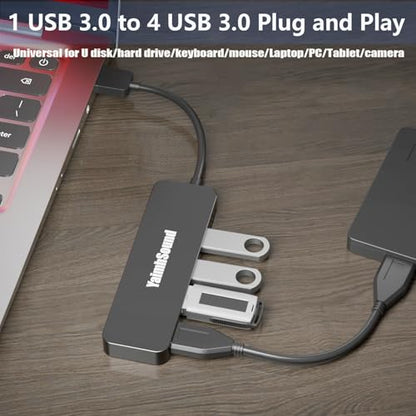 USB Splitter for Laptop, YaimhSound 4-Port USB Hub 3.0, Multiple USB Expander Adapter for Keyboard,Mouse, Dell,Asus,HP,MacBook,Surface, Acer,Ps4,Xbox,Flash Drive,SSD,Printer,Camera - size: Black USB to 4 USB