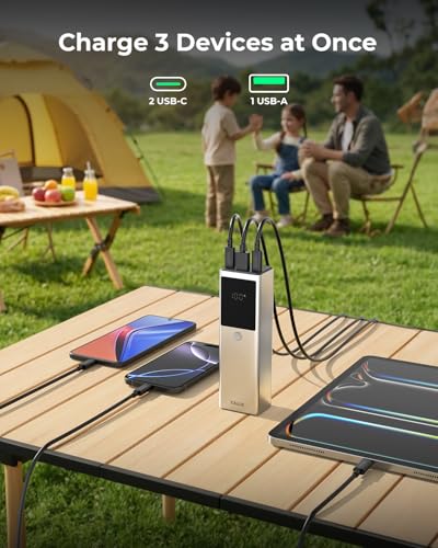 TALIX 125W Power Bank, 12800mAh Portable Laptop Charger with 240W USB-C Cable and 3-Port, PD Fast Charging Battery Pack for Laptop/MacBook/iPhone 17/Moto/Samsung S26