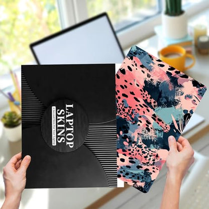 12.1”-15.6” Laptop Skin Sticker (Fits 13”, 13.3”, 14”, 15”, 15.4”) | Reusable Universal Protective Vinyl Art Decal Cover | Waterproof & Scratch-Resistant |Blue Pink Leopard Print Abstract - color: Blue Pink Leopard Print Abstract