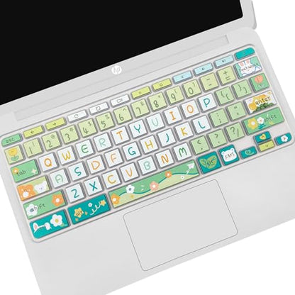 Cute Silicon Keyboard Cover Skin for HP Chromebook 11 x360 11.6", Chromebook 11 G2/G3/G4/G5/G6 EE/G7 EE 11.6’’,HP Chromebook 14-ca 14-ak14-X Series, HP Chromebook 14 G2 G3 G4 G5, Cute Flowers - color: Cute Flowers