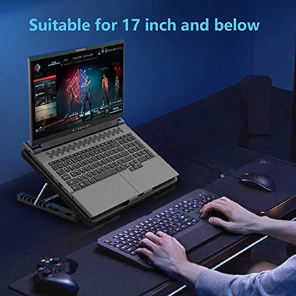 LIANGSTAR Laptop Cooling Pad, Laptop Cooler with 6 Quiet Fans for 12-17 Inch Notebook Gaming Fan Stable Stand, 7 Height & Wind Speed Adjustable, 2 USB Port & Phone Holder (Black) - color: Black 6 Fans