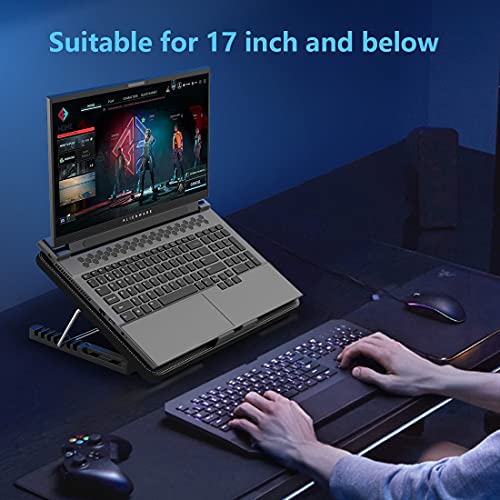 Laptop Cooling Pad, Laptop Cooler with 6 Quiet Fans for 12-17 Inch Notebook Gaming Fan Stable Stand, 7 Height & Wind Speed Adjustable, 2 USB Port & Phone Holder (Black) - color: Black 6 Fans
