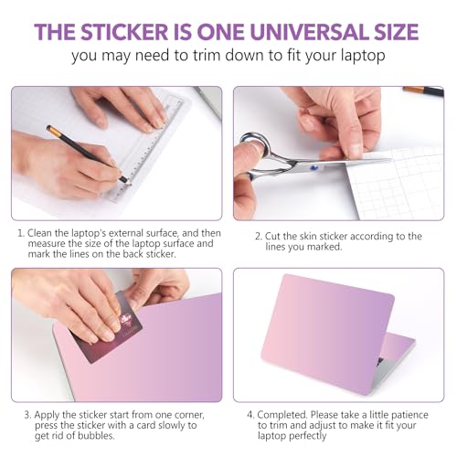 AIMSA Pink Purple Laptop Skin Sticker Cover Decal Fits 12" 13" 13.3" 14" 15" 15.4" 15.6 inch Netbook Laptop Protector Skin Stickers, Easy to Apply and Remove Art Decal - color: Pink Purple