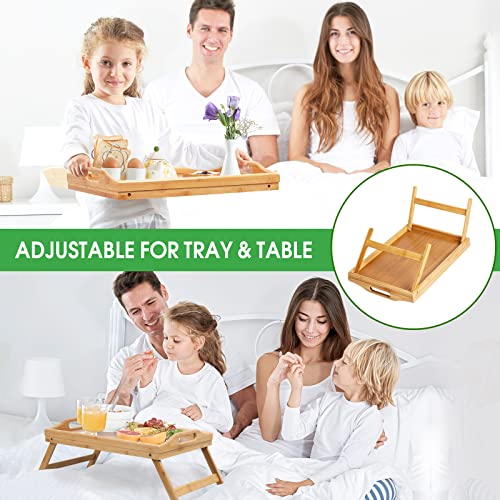 Artmeer Bed Tray Table with Foldable Legs,Bamboo Breakfast Tray with Handles Ideal for Sofa, Bed, Eating,Working,Used As Laptop Desk Snack Tray 2 Pack Bamboo - color: Bamboo-2 Pack