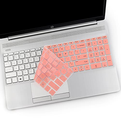 2PCS Keyboard Cover for HP Laptop 15-db/da 15-dw 15-dy 15-bs/bw 15-ef 15t 15z 15.6 15-dy2076nr dy1043dx dy2056ms dy2093dx dy1731ms dy2021nr 15-dw3033dx dw3125od dw0083wm dw3125st dw1001 15-db0011dx - color: Pink+Clear