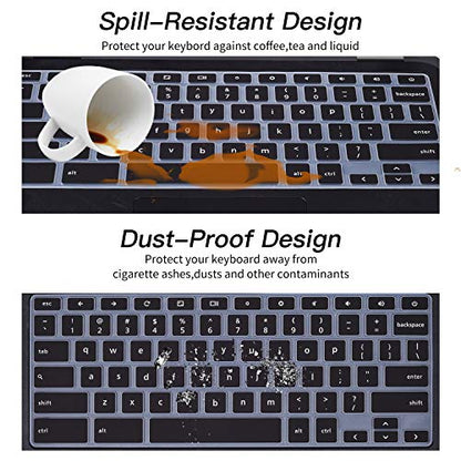 Keyboard Cover for Dell Chromebook 11 3100 3110 C3181 P22T / Dell Chromebook 11 3120 3180 3181 3189 5190 11.6" / Dell Chromebook 13 3380 13.3" Chromebook Keyboard Skin, Black - color: Black