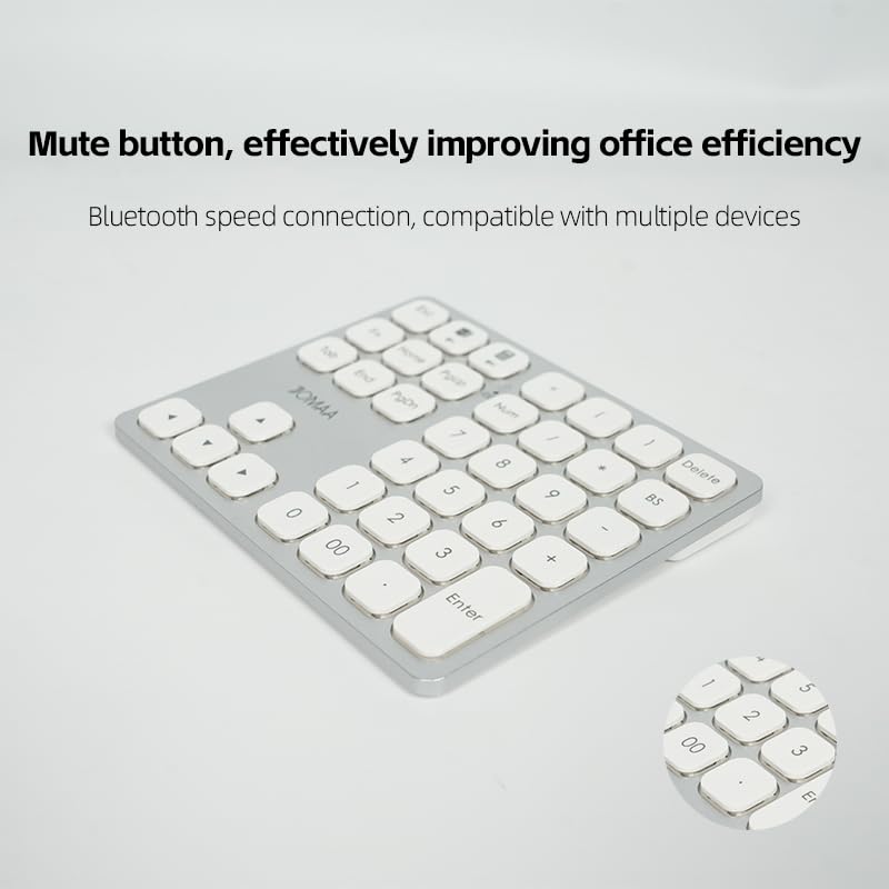 36 Keys Bluetooth Numeric keypad Portable Mini Financial Accounting Rechargeable Number pad Ultra-Silent for iPad Laptop,Mac, iMac, Tablet, PC and Desktop (Silver) - color: silver
