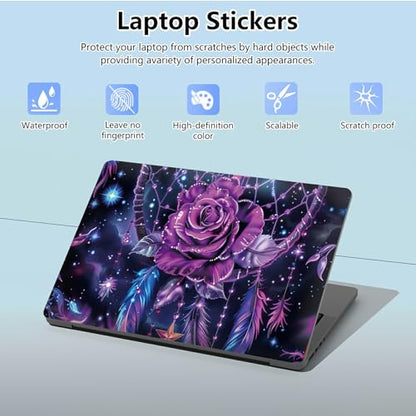 Universal Laptop Skin Sticker with 2 Wrist Pad Skins, Waterproof Scratch Resistant Vinyl Laptop Cover Decal, Cut to Fit for 11–15.6 Inch MacBook HP Dell Lenovo, Dream Purple Rose - color: Dream Purple Rose