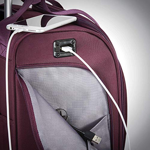 Samsonite Underseat Carry-On Spinner With USB Port, Purple, One Size - color: Purple