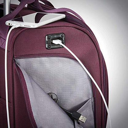 Samsonite Underseat Carry-On Spinner With USB Port, Purple, One Size - color: Purple