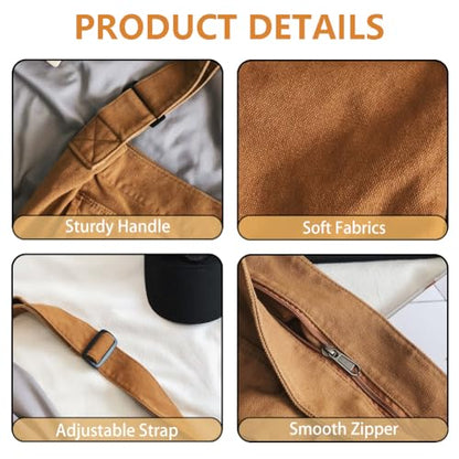 KlaOYer Canvas Messenger Bag Large Hobo Bag Crossbody Shoulder Bag Tote Bag with Pocket for Women and Men - color: Brown