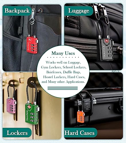 TSA Approved Luggage Locks, Travel Locks Which Also Work Great as Gym Locks, Toolbox Lock, Backpack and More 1,2,4,6 &10 pk (Army Green) - color: Army Green