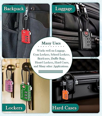 TSA Approved Luggage Locks, Travel Locks Which Also Work Great as Gym Locks, Toolbox Lock, Backpack and More 1,2,4,6 &10 pk (Army Green) - color: Army Green
