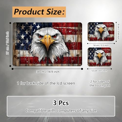 Laptop Skin Sticker for 12.1”-15.6“ Laptops (Fits 13”, 13.3”, 14”, 15”, 15.4”) | Protective Universal Reusable Vinyl Art Decal Cover | Waterproof & Scratch-Resistant-Eagle on American Flag Wood - color: Eagle on American Flag Wood