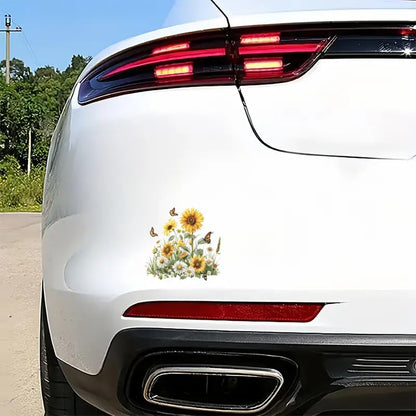 Sunflower and Butterfly PVC Vinyl Car Decals Stickers Waterproof Self-Adhesive Decals for Cars, Laptops, Trucks, Motorcycles Wall Window Luggage Scratch Cover Door Decor Sticker