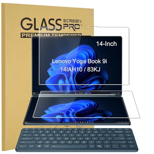 2-Pack (Tempered Glass) Screen Protector for 2025 New Lenovo Yoga Book 9i Dual (14IAH10) 2-in-1 Laptop 14 Inch-(1 Sets - Primary and Secondary Screens) -Ultra Clear, 9H Hardness, Anti Scratch