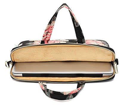 kayond Black Rose Patten water-resistant Laptop Shoulder Messenger Bag Case Sleeve for 14 Inch 14.1 Inch Laptop - color: Black Rose, size: 14-14.1 inch