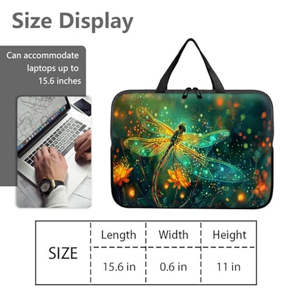 14" 15" Laptop Handle Bag Computer Bag,14.2" 15.4 inch Pouch Holder Notebook Sleeve Cover Compatible for Dell,Lenovo,Toshiba HP, Asus Notebook Messenger Briefcase-Glowing dragonfly - color: Glowing Dragonfly