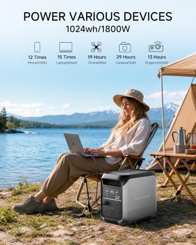 ALLPOWERS P1800 Portable Power Station, 1024Wh LiFePO4 Battery Backup w/ 4 1800W (3600W Peak) AC Outlets, 140W USB-C Output, Fast Charging and UPS Solar Generator for Home Backup, Camping, Party& RVs - color: P1800(1800W)