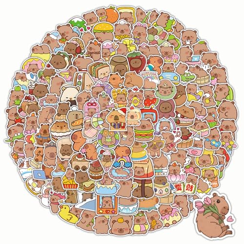200pcs Cute Capybara Stickers Bluk.Waterproof Vinyl Stickers Pack for Water Bottle Laptop Skateboard Scrapbooking.Animal Decals Stickers Party Favors for Kids Girls Adults Teens - color: Capybara Stickers