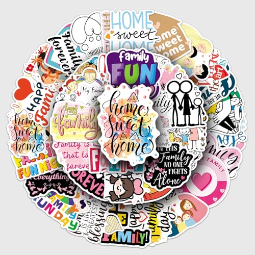 50Pcs Family Themed Stickers, Inspirational Home Sweet Home Vinyl Decals for Water Bottles, Laptops, Journals, Scrapbooks & Gifts (Family) - color: Family