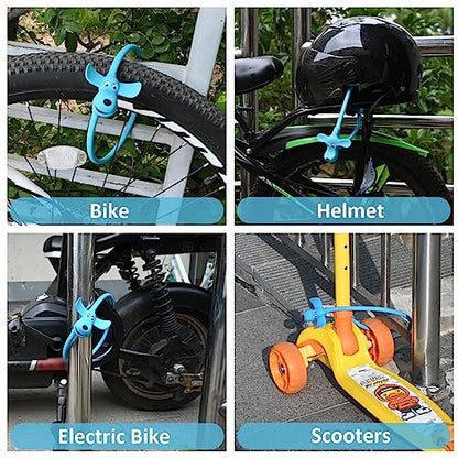 Bike Cable Lock with Keys,Silicone Covered Kids Cable Lock Cartoon Lock,2 Feet Lock for Bike,Door,Skateboard,Helmet and More (Blue, Large) - color: Blue
