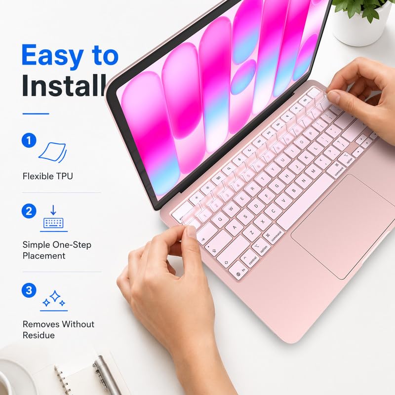 Soonjet Keyboard Cover Skin for 2026 MacBook Neo 13 inch A3404 A18 Pro, Premium Ultra Thin Clear Keyboard Protector, US ANSI Layout (Blush) - color: Blush