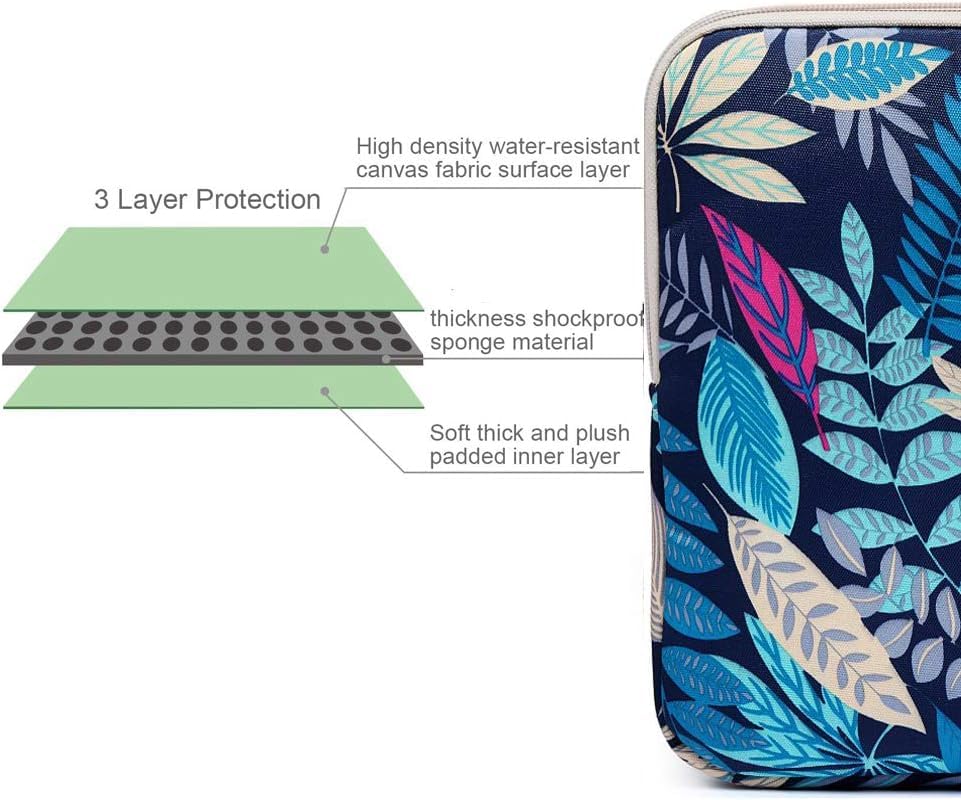 BSLVWG 11.6 Inch Laptop Sleeve Multi-Color & Size Choices Case/Water-Resistant Neoprene Notebook Computer Pocket Tablet Briefcase Carrying Bag/Pouch Skin Cover - color: Blue Leaves, size: 11.6 inch
