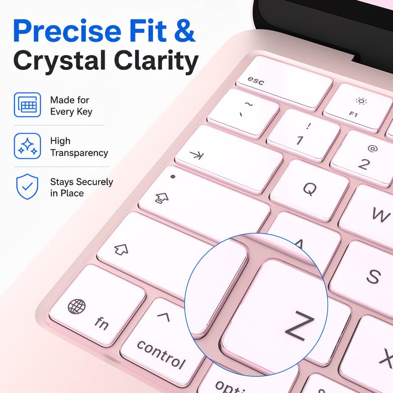 Soonjet Keyboard Cover Skin for 2026 MacBook Neo 13 inch A3404 A18 Pro, Premium Ultra Thin Clear Keyboard Protector, US ANSI Layout (Blush) - color: Blush