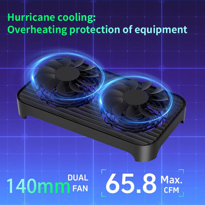 X4 Quiet USB Cooling Fan, High Speed Dual 140mm USB PC Fan with One-Touch Switch, Stackable Design for Router, Laptop, Receiver, Amplifier, DVR, PlayStation, Xbox, Computer Cabinet Cooling - color: Black