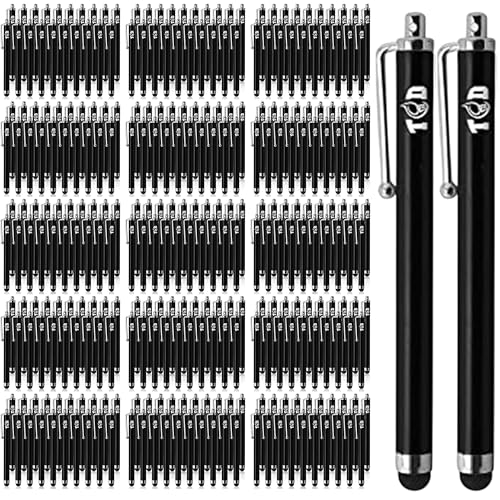 TCD 300 Pack Stylus Pen for iPad, High Precision Universal Capacitive Bulk Digital Stylus Pen – Compatible w/iPhone, Tablet, Touchscreen Laptop – Rubber Tip Black Styluses for All Touch Screen Device | Universal Capacitive Stylus for iPad, iPhone, Android
