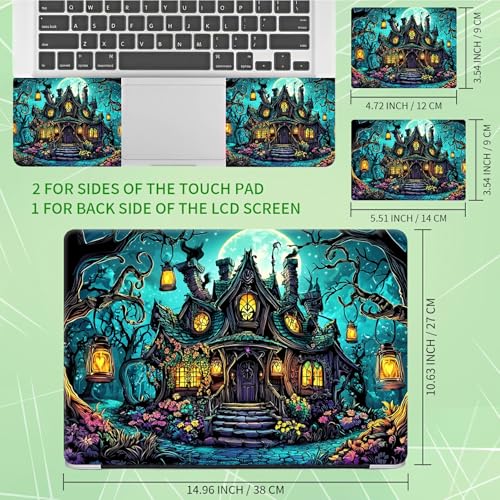 Laptop Skin Sticker Decal, Universal Protective Cover Fit 12 13 14 15.6 Inch Notebook, Reusable Water-Resistant Vinyl Decal w/ 2 Wrist Pads for Business Travel Office, Castle Green - color: Castle Green