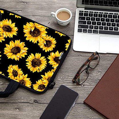 10 inch Messenger Bag Carrying Case with Handle Accessory Pocket Fits 7 to 10-Inch Laptops/Notebook/Kids Tablet (7-10.2 inch, Sunflowers) - color: Sunflowers, size: 7-10.2 inch