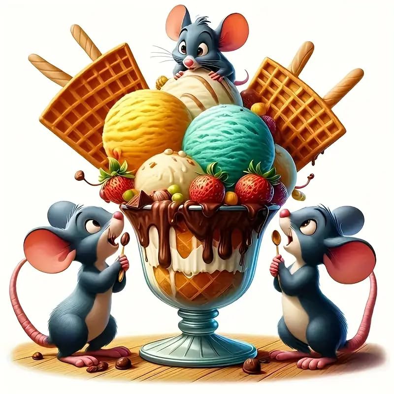 Cute Mouse Stealing Ice Cream PVC Vinyl Car Decals Stickers Waterproof Self-Adhesive Decals for Cars, Laptops, Trucks, Motorcycles Wall Window Luggage Scratch Cover Door Decor Sticker