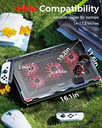 AICHESON AA3 Gaming Laptop 8 Cooling Fans and S035 Red Laptop Cooler Set