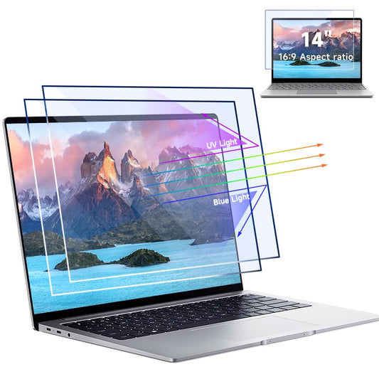 IPROKKO 2 Pack 14-Inch 16:9 Blue Light Filter Laptop Screen Protector | HD Clear Eye Protection, Matte Film Anti-Glare & Scratch, Compatible 14" 1920x1080 Dell Lenovo HP Acer Asus Computer Monitor - color: Blue, size: Laptop 14" 16:9