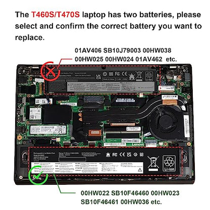 TREE.NB 24Wh 00HW022 00HW023 Battery for Lenovo ThinkPad T460s T470s Series SB10F46460 SB10F46461 SB10F46474 SB10F46475 00HW036 00HW037 - size: 10.55x2.51x0.28inch 00HW022