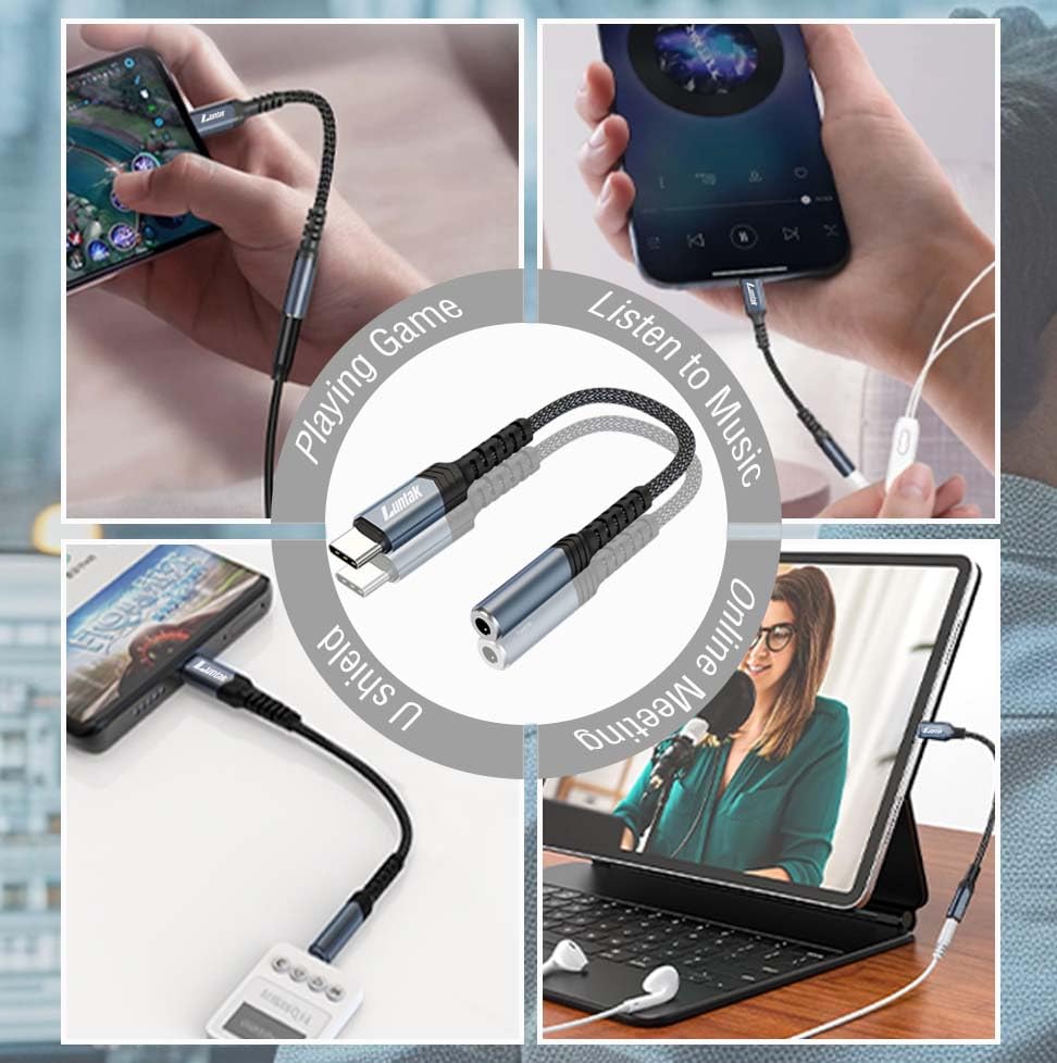 USB Type C to 3.5mm Female Headphone Jack Adapter 2 Packs | USBC to Aux Audio Dongle Cable for iPhone16/15Plus/Pro/Pro Max,Galaxy S25/S24/S23/S22/Note10/20 Ultra,iPad Pro/Mini,MacBook - style: 2 Pack Adapter