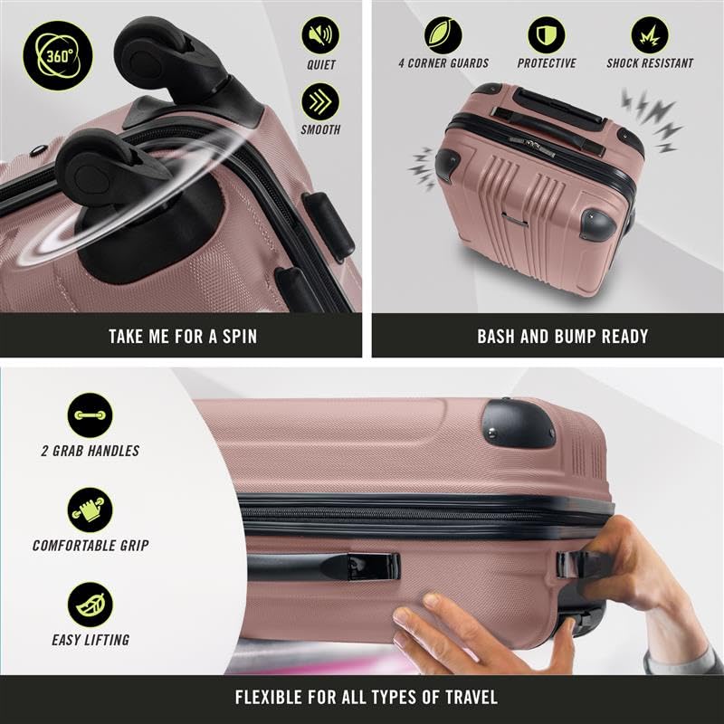 Kenneth Cole REACTION Out of Bounds Lightweight Hardshell 4-Wheel Spinner Luggage, Rose Gold, 2-Piece Set (20" & 28") - color: Rose Gold, size: 2-Piece Set (20" & 28")