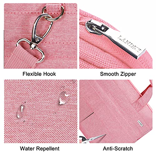 LANDICI Laptop Bag Case 17 17.3 inch for Women, Waterproof Computer Cover Bag Compatible with MacBook 17, 17-18 Inch HP Acer Dell ASUS Laptop, Slim Briefcase with Shoulder Strap, Pink - color: Pink, size: 17-17.3 Inch