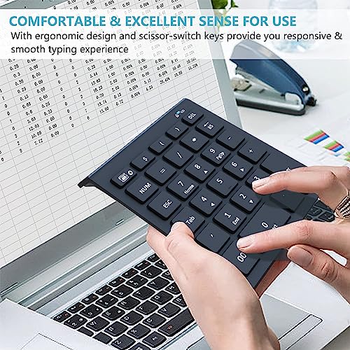 Lekvey Bluetooth Number Pad for Laptop, Wireless Numeric keypad, 28 Keys Numpad Number Keypad Bluetooth 10 Keys Number Pad for Laptop, MacBook Air/Pro, iMac, Surface Pro, etc - color: Classic Black