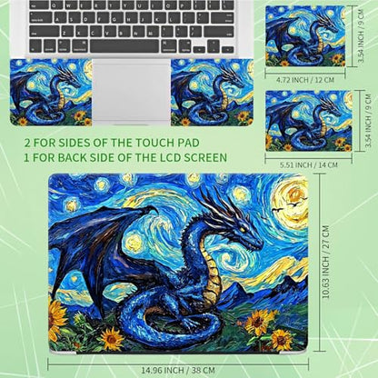 Laptop Skin Sticker Decal, Universal Protective Cover Fit 12 13 14 15.6 Inch Notebook, Reusable Water-Resistant Vinyl Decal w/ 2 Wrist Pads for Business Travel Office, Galaxy Dragon - color: Galaxy Dragon