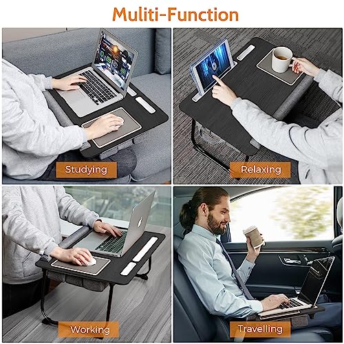 Wdiaodn Adjustable Portable Lap Desk for Laptop with Cushion, Fits Up to 17" Laptop, Computer Tray Table with Tablet & Phone Holder, Foldable Lap Desk for Adults with Mouse Pad & Wrist Rest