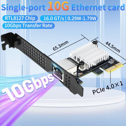 IO CREST Single Port 10 Gigabit Ethernet PCI-e x1 Network Card RTL8127 Chipset - size: 1-Port 10G 8127, style: 10 Gigabit