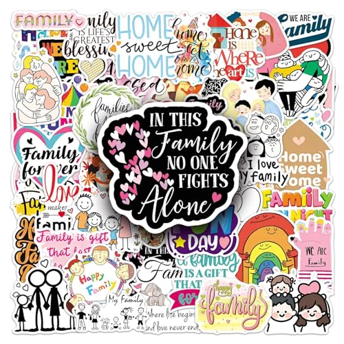 50Pcs Family Themed Stickers, Inspirational Home Sweet Home Vinyl Decals for Water Bottles, Laptops, Journals, Scrapbooks & Gifts (Family) - color: Family