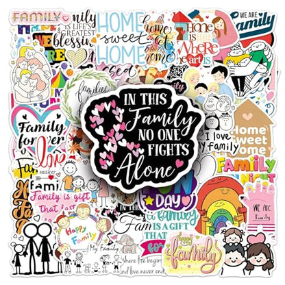 50Pcs Family Themed Stickers, Inspirational Home Sweet Home Vinyl Decals for Water Bottles, Laptops, Journals, Scrapbooks & Gifts (Family) - color: Family