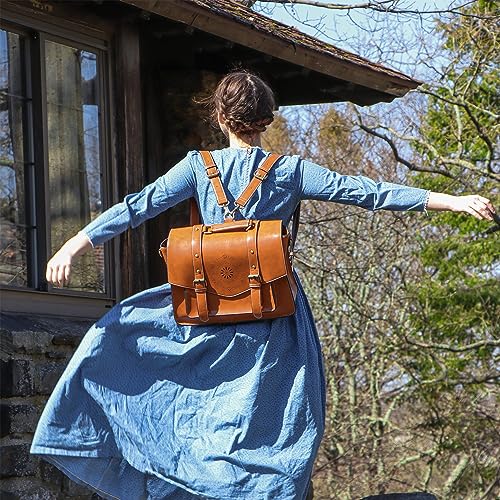 ECOSUSI Backpack for Women Briefcase Messenger Laptop Bag Vegan Leather Satchel Work Bags Fits 15.6 inch Laptops, Brown - color: 2-brown-l